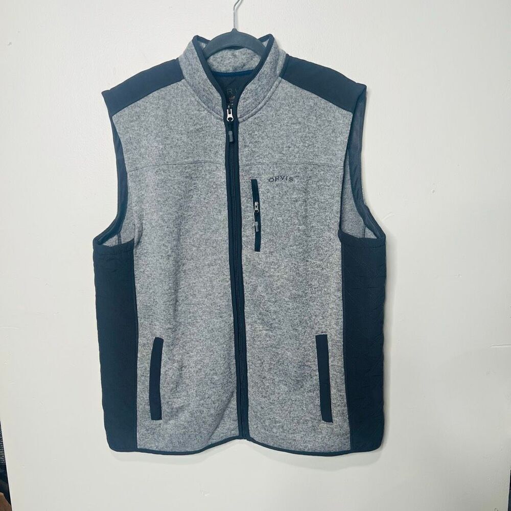 Orvis Gray Black Fleece Vest Men's Sz XXL Exc Condition